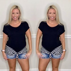 Black & White Stripes with Front Tie